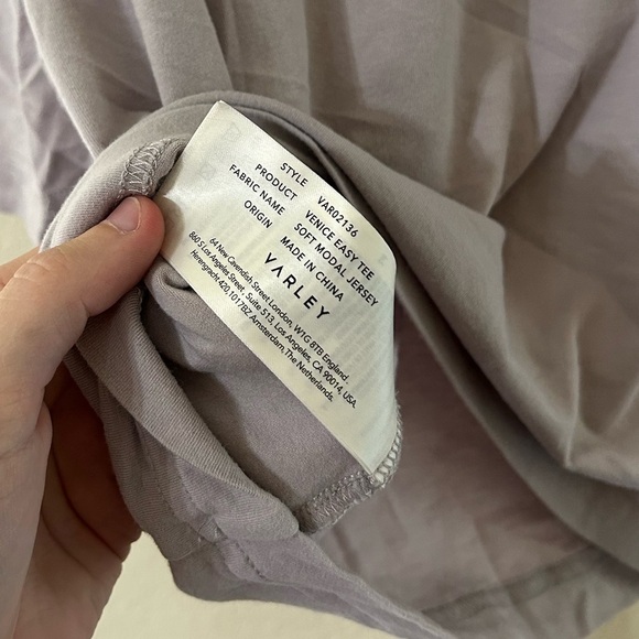 Varley Venice Easy Tee Lavender Womens Size Medium Cotton Stretch Casual Comfort - Picture 8 of 9